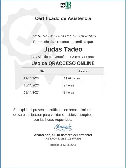 Certificados de asistencia vinculados al evento